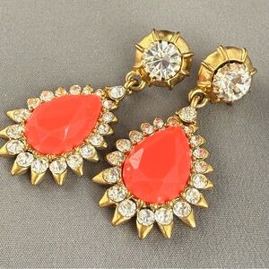 J. Crew Gold and Coral Teardrop Earrings